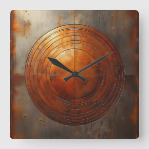 rostiger Stahlkreis Quadratische Wanduhr