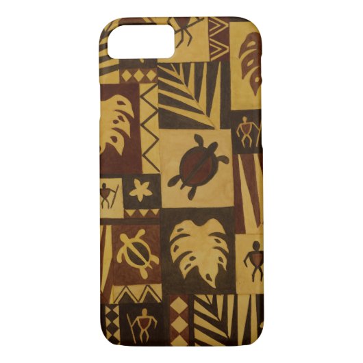 Rostiger Tapa-hawaiischer Kriegers-Stammes- Case-Mate iPhone Hülle (Rückseite)