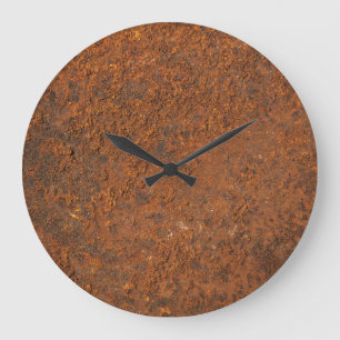 Rostiges altes Metall: Eisengefüge. Große Wanduhr