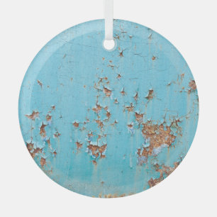Rostiges blaues Metall: Texturierte Wand. Ornament Aus Glas
