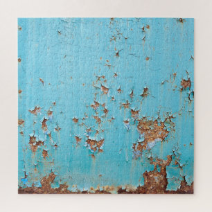 Rostiges blaues Metall: Texturierte Wand. Puzzle