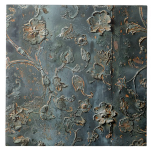 Rostiges Metall Antik Blumenmuster  Fliese