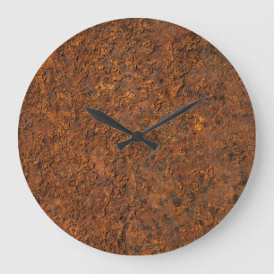 Rostiges Metall: Texturierte Eisenästhetik. Große Wanduhr
