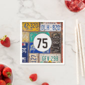 Rostiges Nummernschild 75. Geburtstag Serviette (Beispiel)