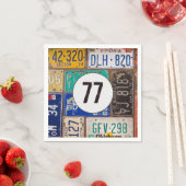Rostiges Nummernschild 77. Geburtstag Serviette (Beispiel)
