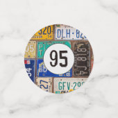 Rostiges Nummernschild 95. Geburtstag Konfetti (Klein Vorderseite)