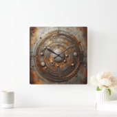 rostiges Stahlobjekt Quadratische Wanduhr (Zuhause)