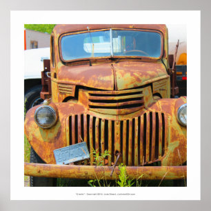 Rostiges Vintage-Auto altes Klappergestell antikes Poster