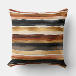 Rostkaffee Elfenbein und schwarze Streifen Kissen