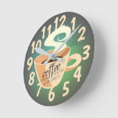 Röstkaffee (grün) runde wanduhr (Winkel)