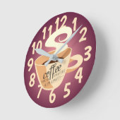 Röstkaffee (rosa/Lila) Runde Wanduhr (Winkel)