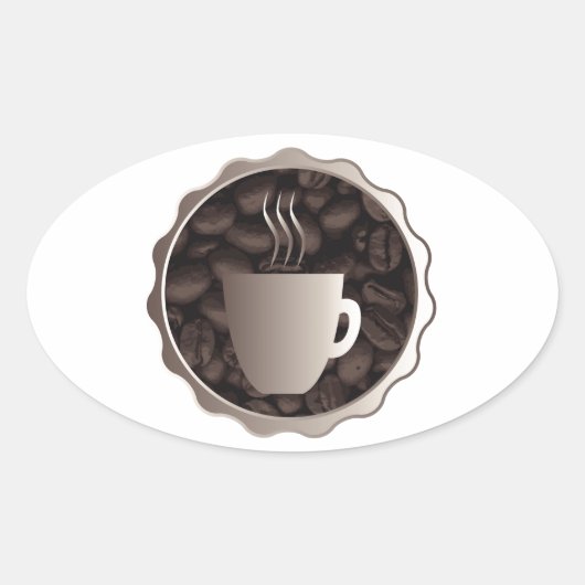 Röstkaffee-Zeichen Ovaler Aufkleber (Vorderseite)