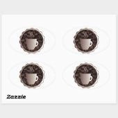 Röstkaffee-Zeichen Ovaler Aufkleber (Blatt)