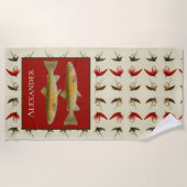 Rostkreuz Fischen Fischen Forelle Rustikal Strandtuch (Vorderseite)