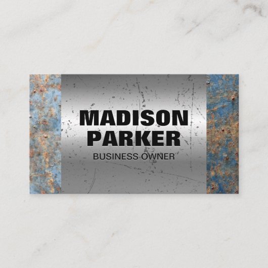 Rostmetall | Kratze Altmetallischer Hintergrund Visitenkarte (Vorderseite)