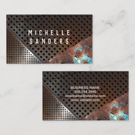 Rostmetall Visitenkarte (Vorne/Hinten)