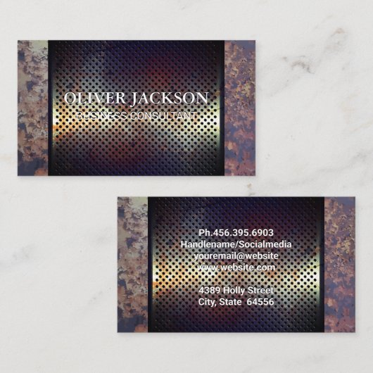 Rostmetall Visitenkarte (Vorne/Hinten)