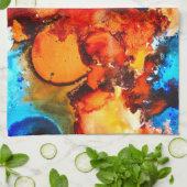 Rostorange abstrakte Kunstfarbe Geschirrtuch (Gefaltet)