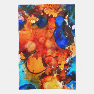 Rostorange abstrakte Kunstfarbe Geschirrtuch