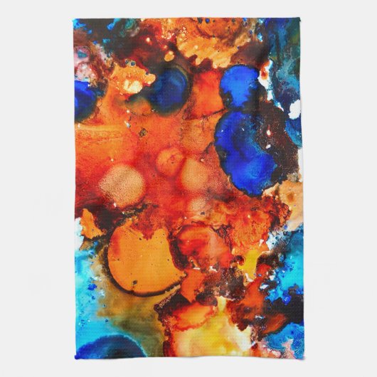 Rostorange abstrakte Kunstfarbe Geschirrtuch (Vertikal)