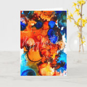 Rostorange abstrakte Kunstfarbe Karte (Gelbe Blume)