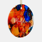 Rostorange abstrakte Kunstfarbe Keramik Ornament (Rechts)