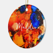 Rostorange abstrakte Kunstfarbe Keramik Ornament (Links)