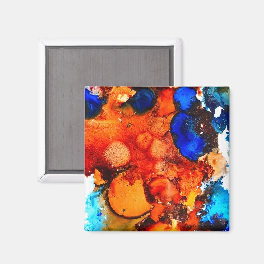 Rostorange abstrakte Kunstfarbe Magnet (Vorderseite/Rückseite)