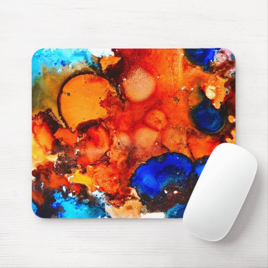 Rostorange abstrakte Kunstfarbe Mousepad (Mit Mouse)