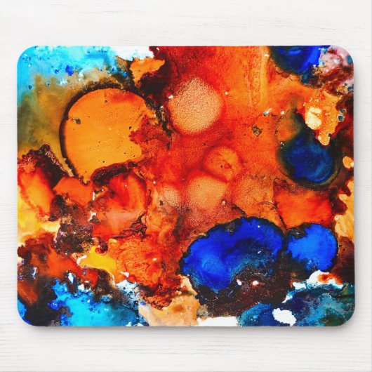 Rostorange abstrakte Kunstfarbe Mousepad (Vorne)