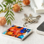 Rostorange abstrakte Kunstfarbe Schlüsselanhänger (Seite)