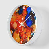Rostorange abstrakte Kunstfarbe Uhr (Winkel)