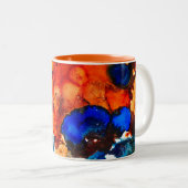 Rostorange abstrakte Kunstfarbe Zweifarbige Tasse (VorderseiteRechts)