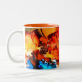 Rostorange abstrakte Kunstfarbe Zweifarbige Tasse (Links)