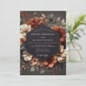 Rostorange Blumenernte-Hochzeit Einladung (Stehend Vorderseite)