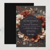 Rostorange Blumenernte-Hochzeit Einladung (Vorne/Hinten)