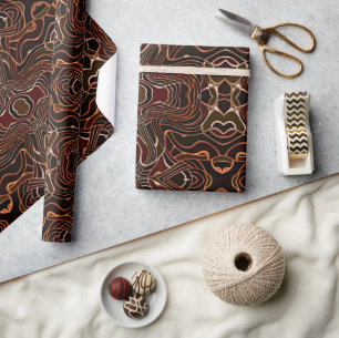 Rostorange Dunkelbraun Rot Schwarz Mosaik Kunst Geschenkpapier