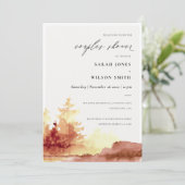 Rostorange Gelbe Fall Bäume Paare Dusche einladen Dankeskarte (Stehend Vorderseite)