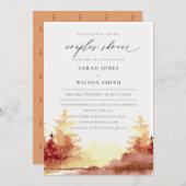 Rostorange Gelbe Fall Bäume Paare Dusche einladen Dankeskarte (Vorne/Hinten)