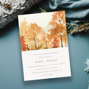 Rostorange Gelbe Herbstbäume Hochzeit Einladung