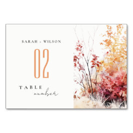Rostorange Gelbe Herbstkugel Landschaft Hochzeit Tischnummer