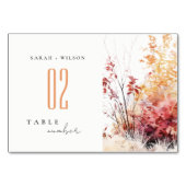 Rostorange Gelbe Herbstkugel Landschaft Hochzeit Tischnummer (Rückseite)