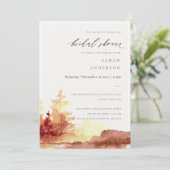 Rostorange Gelbfallen Bäume Brautparty einladen Dankeskarte (Stehend Vorderseite)