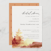 Rostorange Gelbfallen Bäume Brautparty einladen Dankeskarte (Vorne/Hinten)