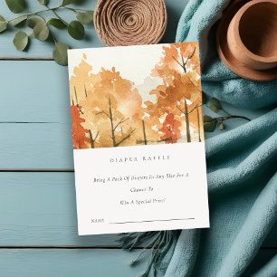Rostorange Herbstbäume Windelraffel Baby Shower Begleitkarte