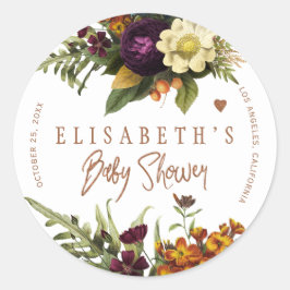 Rostorange Herbstfall Blumenkugeldusche Runder Aufkleber