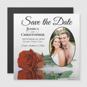 Rostorange Rosen Save-The-Date-Foto-Magnet Magnetkarte