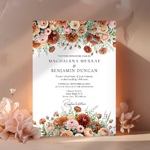 Rostorange-Sagegrün-Cream-Blumen-Herbsthochzeit Einladung