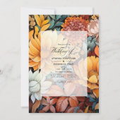 Rostorange, Senfgelb und Braun-Hochzeit Einladung (Vorderseite)