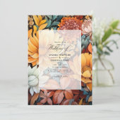 Rostorange, Senfgelb und Braun-Hochzeit Einladung (Stehend Vorderseite)